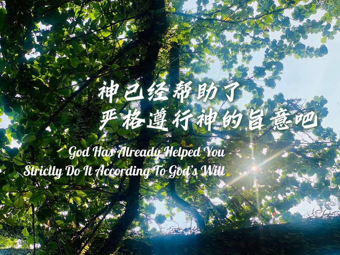 1. 神已经帮助了   2. 严格遵行神的旨意吧